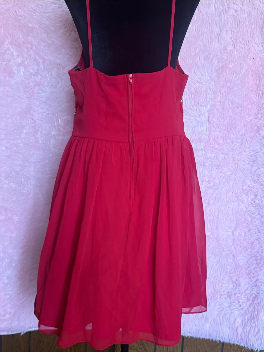 B. Darlin Red Beaded Rhinestone Chiffon Formal Dress Size 15/16 NWT